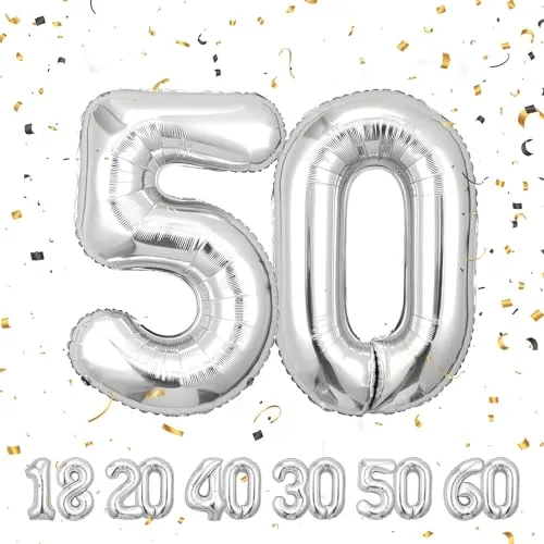 Geburtstag zahlen luftballon 50 jahre | Folienballon Sliber- Folienballon in 40