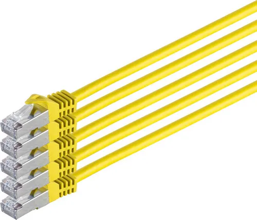 RJ45 Patchkabel m. CAT 7 Rohkabel PIMF gelb 1m