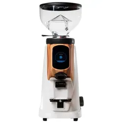 Fiorenzato AllGround Sense Artic Weiß Matt & Walnuß - Kaffeemühlen mit DARK-T Titan Mahlwerk und integrierter Waage für präzises Mahlen. Entfalten Sie das volle Aroma Ihres Kaffees mit hochpräziser Technik.