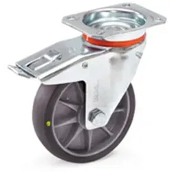 fetra Lenkrolle mit Feststeller 125 x 32 mm - Tragkraft 135 kg - Lenkrolle mit Feststeller, ideal für den Einsatz in ESD-Umgebungen, mit spurloser TPE-Bereifung für ein leises und sanftes Fahren.