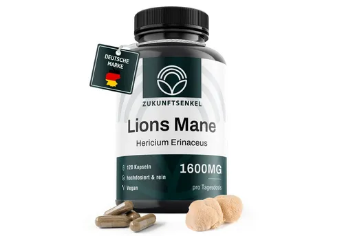 ZUKUNFTSENKEL Lions Mane (Hericium Erinaceus) Kapseln 1600mg pro Tagesdosis Kapseln, 120 er 120,00 St., 96 g, 120 Kapseln hochdosiert und vegan