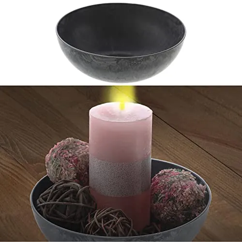 Cepewa Dekoschale Schieferoptik │ Kunststoff grau │ Obstschale rund Tischdeko (1 x rund grau Schieferoptik Ø20cm)