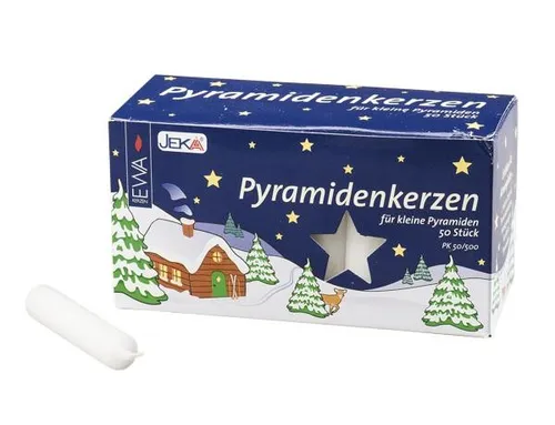 Pyramidenkerzen weiß, 50er Pack Höhe: 7,4 cm, Ø 1,4 cm NEU Kerze Wachskerze