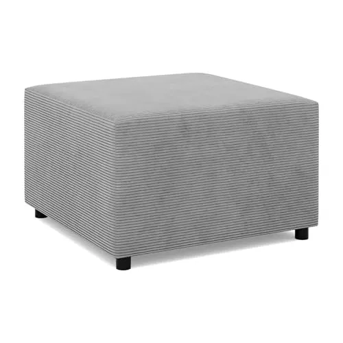 Mebligo - Fußstütze für Sessel 70 x 70 cm NEO Kollektion, Bequemer Hocker als Auflage, Pouf Hocker, Aus Hochwertigen Materialien, Sitzpouf, Fusshocker Gepolstert für Sessel, Hellgrau