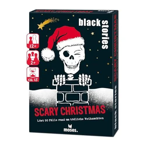 moses. Black Stories Scary Christmas, 50 Fälle rund um tödliche Weihnachten – makabres Weihnachts-Rätselspiel für schwarzhumorigen Ratespaß unterm Tannenbaum, für 2 und mehr Spielende ab 12 Jahren