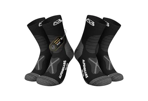 Premium Merino Wandersocken - 2 Paar Trekkingsocken für Damen, Herren & Kinder - Herrensocken aus hochwertiger Merinowolle für warme, trockene Füße und maximalen Tragekomfort. Ideal für Wanderungen und Trekking, mit anti-Blasen Polsterung und perfekter Passform.