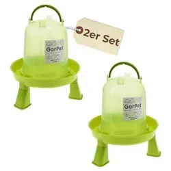 2x Hühnertränke mit Füßen Geflügeltränke mit Standfüßen Stand Füßen Wassertränke Hühnertränke automatisch Stülptränke Hühner Tränke g