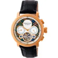 Heritor Automatik Aura Herren-Halbskelett-Lederarmbanduhr