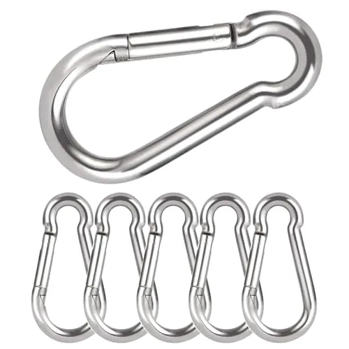 Gentpovth Set mit 6 Karabinern, 8 x 80 mm hochwertige verzinkte Verarbeitung, sichere Tragfähigkeit des Karabiners beträgt 250 kg, für Schlüsselanhänger, Camping, Wandern, Reisen, Rucksäcke