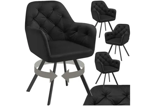 tectake® Drehbarer Samt-Armlehnstuhl - Eleganter Komfort für jedes Zuhause - Stühle mit 180° Drehfunktion und stilvollem Steppmuster, ideal für Esszimmer und Wohnzimmer. Hochwertige Polsterung und schlanke Stahlbeine sorgen für Luxus und Langlebigkeit.