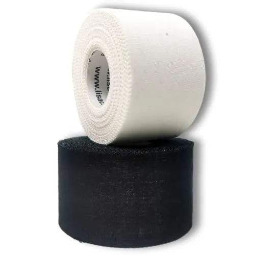 LisaCare Sport Tape - 2 Rollen 3,8cm breit - Sport Tapes - Fußball Tape - Athletic Tape - Tape Sporttape starker Halt & leicht zu reißen - für jede Sportart & Lebenssituation (2er-Set Schwarz/Weiß)