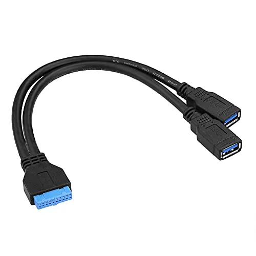 SIENOC Schwarz 20 Pin Header Buchse auf Dual USB 3.0 Typ A BuchseY-Kabel-Blei-Adapter