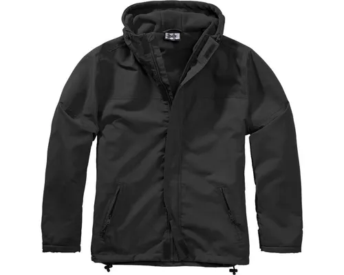BWuM Windbreaker mit Zipper, Schwarz - Funktionsjacke aus 100% Polyester, ideal für aktive Outdoor-Aktivitäten, mit praktischen 3 Taschen und schützender Kapuze.