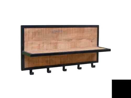 Mangoholz Mango Metall Garderobe Caro – Moderne Wandgarderobe mit Haken - Stylische Wandgarderobe aus Mangoholz und Metall. Mit 5 praktischen Haken und Ablage bietet sie Funktionalität und Design für jeden Raum. Pflegeleicht und einfach zu montieren.