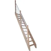 Produktbild StarWood Treppe Eiche 3000 Holz-Edelstahl-Geländer Weiß Links FSC®