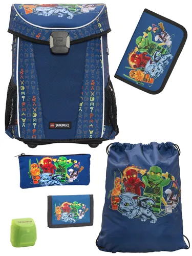Lego Ninjago Schulranzen Set 6-teilig in Dunkelblau/Bunt für die 1. Klasse