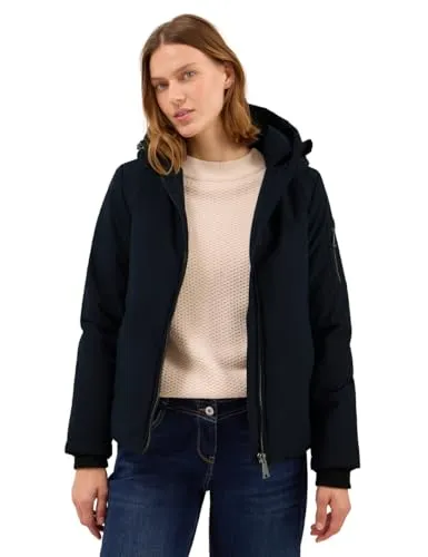Outdoorjacke CECIL für Damen, Gr. L, blau - Funktionsjacke mit Kapuze und elastischem Bund, perfekt für kalte Tage. Der gemütliche Schnitt und die praktischen Taschen machen sie zum idealen Begleiter für den Alltag.