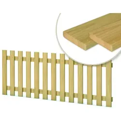 Holzpaket für Gartenzaun Lattenzaun 180 cm breit Kiefer imprägniert - Praktisches Holzpaket für einen klassischen Lattenzaun (60 cm hoch) mit 180 cm Breite. Inklusive Schrauben, ideal für den einfachen Aufbau im Garten. Kesseldruckimprägniertes Kiefernholz sorgt für Langlebigkeit und Witterungsbeständigkeit.