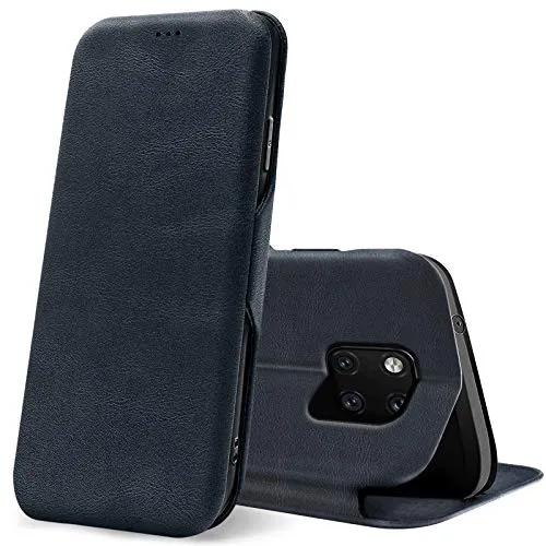 CoolGadget Klapphülle für Huawei Mate 20 Pro, PU Leder, Kartenfach, Magnetverschluss, Standfunktion, Rundumschutz - Blau
