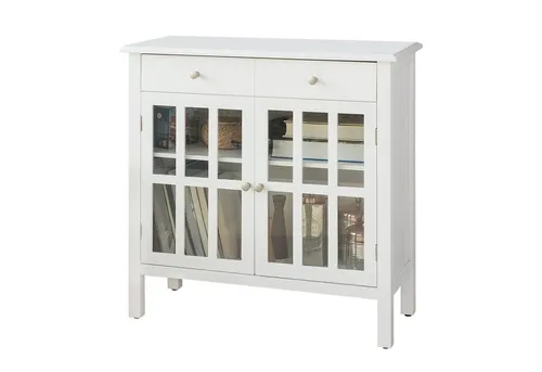 SoBuy Sideboard FSB23 - Eleganter Küchenschrank mit Schublade - Sideboard aus MDF und Glas, bietet praktische Stauraumlösungen mit 1 Schublade und 2 Türen – perfekt für Küche oder Flur.