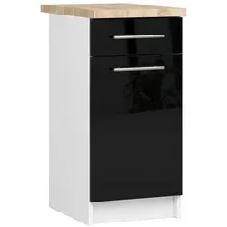 Raumhirsch Furniture Unterschrank S40, Weiß, 40x85x46 cm, Küchenmöbel - Der elegante Unterschrank S40 aus der OLIWIA-Serie bietet modernen Glanz und praktische Funktionalität. Mit einer hochwertigen Arbeitsplatte und durchdachter Aufteilung ist er ideal für Ihre Küchenutensilien und sorgt für einen stilvollen Look.