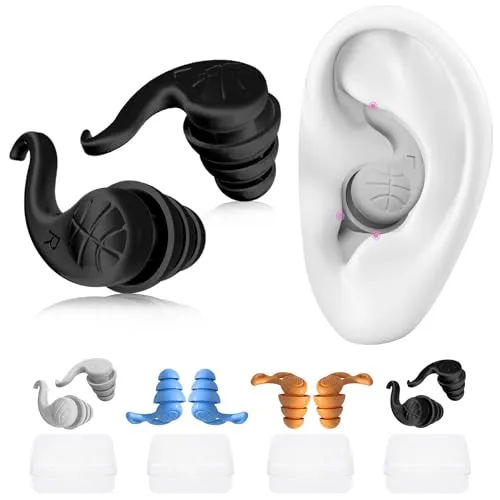 Wenweo 4 Paar Silikon Ohrstöpsel zum Schwimmen, Schlafen, Surfen, Tauchen