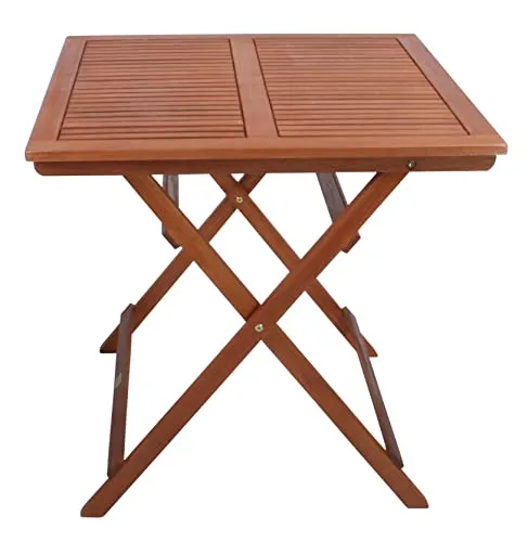 Spetebo Eukalyptus Gartentisch Seattle - Witterungsbeständiger Klapptisch für Balkon & Garten - Beistelltisch aus 100% FSC Eukalyptus, 70 x 70 cm, platzsparend klappbar und ideal für Terrasse oder Balkon. Robust und geölt für lange Haltbarkeit.