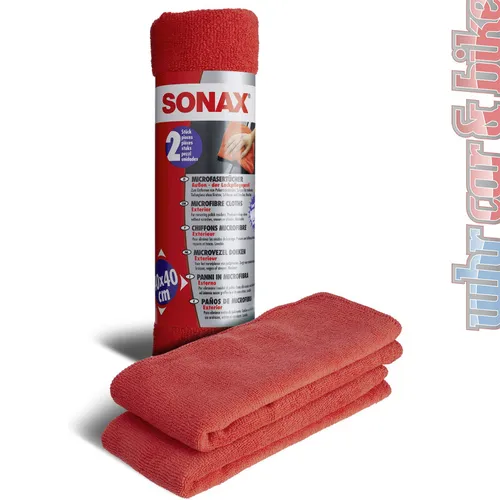 Sonax 04162410 Mikrofaser Poliertücher - 2 Stück 40x40 cm - Sonstige, ideal für die Außenreinigung & -pflege, aus hochwertiger Mikrofaser für streifenfreies Polieren und glänzende Ergebnisse.