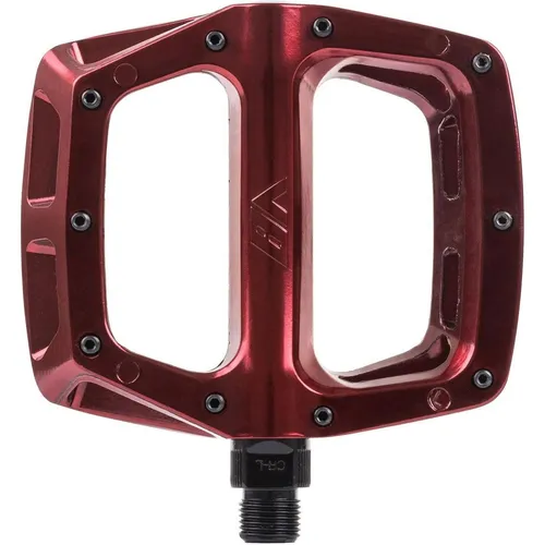 DMR V8 Plateau MTB Pedale - Elektrisch Rot - Fahrradpedale für Mountainbikes, flaches Design für optimalen Grip und Kontrolle, ideal für anspruchsvolle Trails und Radsportler.