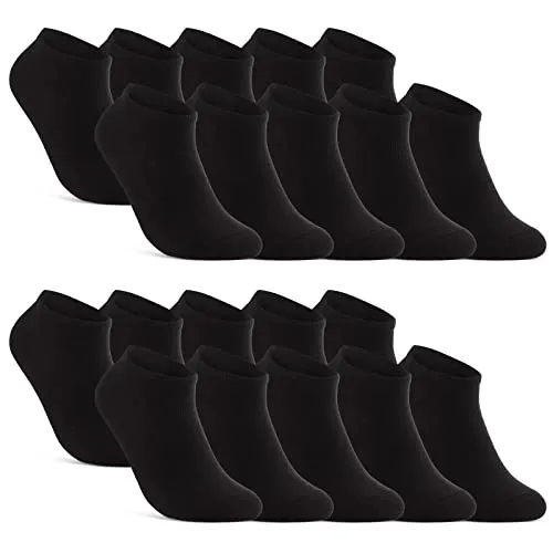 sockenkauf24 Sneakersocken 20-Paar - Schwarz, Weiß, Grau - Hochwertige Sportsocken im Vorteilspack für Damen und Herren. Angenehmer Abschlussrand ohne Gummidruck und optimale Passform sorgen für höchsten Tragekomfort.
