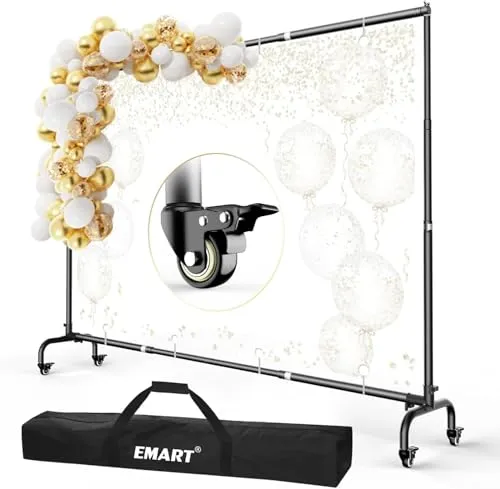 EMART Foto Hintergrund Ständer mit Rädern, 3x2,2m Verstellbarer Fotohintergrund Ständer, Foto Hintergrundsystem für Fotostudio Porträt Produktfotografie Studiofotografie