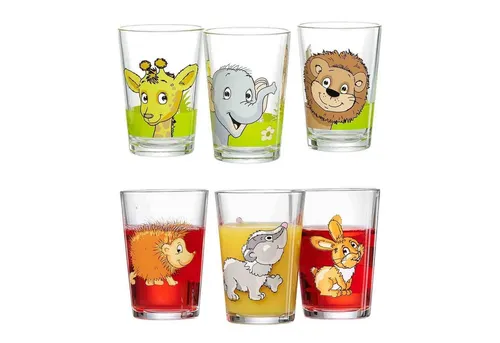 Ritzenhoff & Breker Kinderbecher 6er Set Dschungeltiere & Waldtiere - Gläser Set für Kinder, 6-teilig mit niedlichen Dschungel- und Waldtieren, ideal für fröhliche Mahlzeiten und spülmaschinengeeignet.