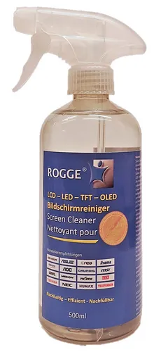 ROGGE LCD/TFT/LED/OLED - Plasma Bildschirmreiniger - 500ml Pumsprayflasche clear