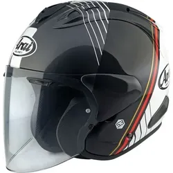 Arai SZ-R EVO Temu Jethelm, schwarz-weiss-rot, Größe M - Hochwertiger Jethelm mit modernem Design, FCS-Innenausstattung für optimalen Tragekomfort und wasserdichtem Wangenpolster. Ideal für stilvolle Motorradfahrer.