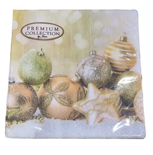 Elina Servietten Weihnachten Christbaumkugeln Gold 3 lagig 33x33 cm 20