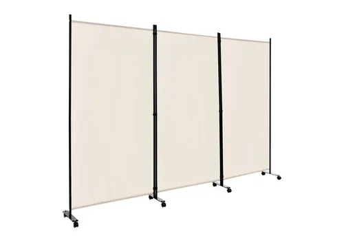COSTWAY Paravent 3 tlg. auf Rollen, Klappbar, Metallrahmen, 262x180 cm