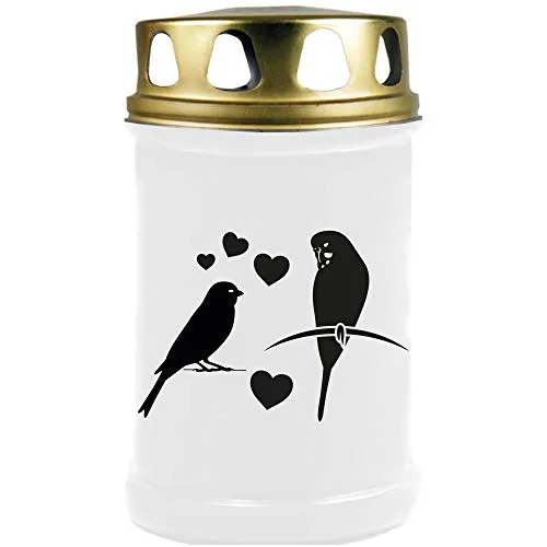 HS Candle Gedenkkerze für Haustiere mit Motiv, Tier - Grabkerze (Brenndauer ca. 48h), Motiv: Wellensittich, in vielen Varianten