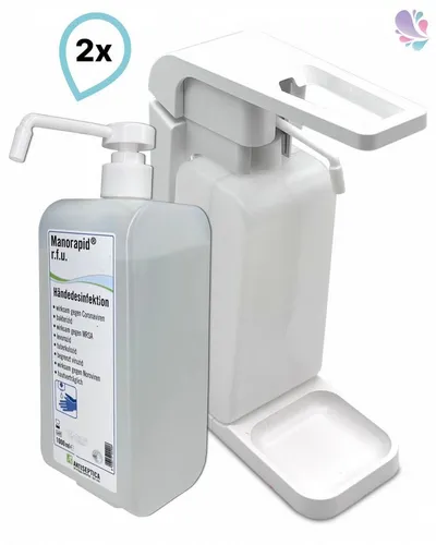 Blanc HYGIENIC Set: Hygienischer Hebelspender mit 2x 1L Desinfektion - Wundbehandlungsmittel für Gesundheitseinrichtungen: Effektive Händedesinfektion durch einfache Bedienung und einstellbare Dosiermenge für optimale Hygiene.