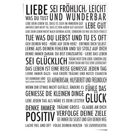 REINDERS Poster, Positiv, Wohnzimmer, Poster, Wanddeko, Room Decor, Bilderdruckpapier, Schwarz-Weiß, 91,5 x 61