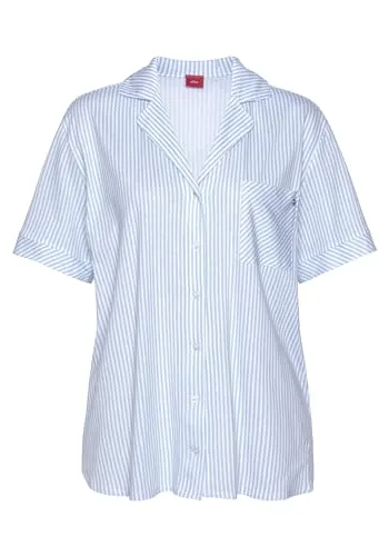 s.Oliver Schlafshirt - Klassisches kurzärmeliges Schlafanzugoberteil mit stilvollen Kontrastpaspeln, ideal für gemütliche Nächte und entspannte Tage.