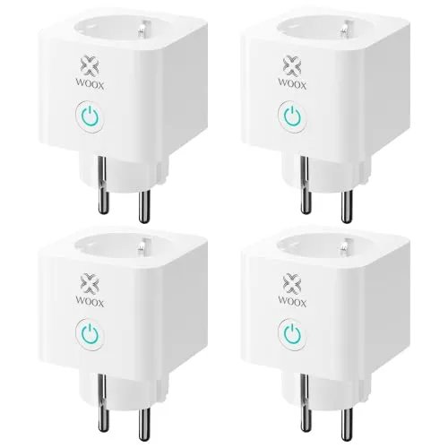 Woox Alexa Steckdose - 4er Set WLAN Steckdosen mit Stromzähler 16A, TÜV-geprüft, intelligente Energieüberwachung und Sprachsteuerung für Alexa und Google Home
