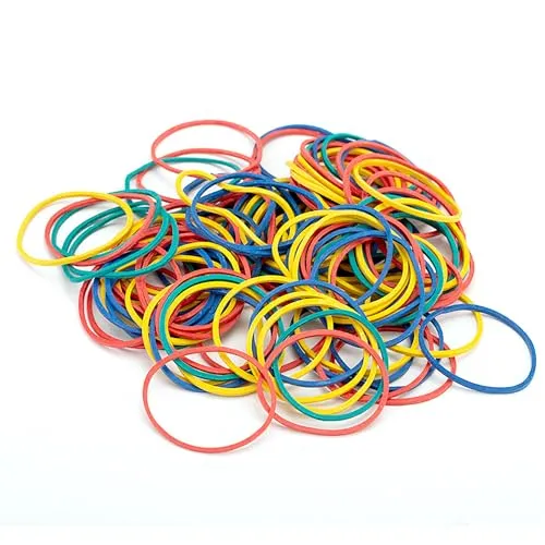 Essentials Gummibänder, 100 Stück Bunte Gummiringe und Haushaltsgummi für Büro, Schule, Arbeit und Haushalt