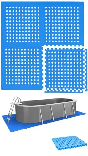 EYEPOWER 4 Große Matten: 1m² Poolunterlage 50x50 Antirutschmatte Boden Poolmatte - Pool Unterlage Outdoor Matte Poolunterlage Matten - Platten für Pool Schutzmatte unter Pool Bodenmatte Pool Outdoor