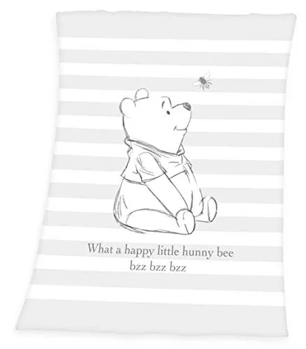 Herding Disney Winnie Pooh Baby Flanell Flauschdecke 75 x 100 cm, grau