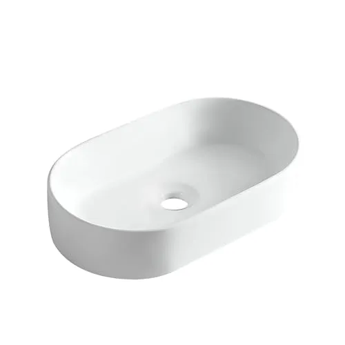 Balneo NESSA Aufsatzwaschbecken eckig 51x31 cm mit Hahnloch weiß