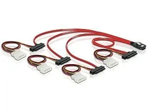SAS Kabel Delock Mini SAS 36Pin -> 4x SAS 29Pin + 4Pin Molex