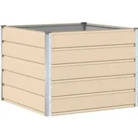 vidaXL Pflanzkübel Elfenbein 100x100x75 cm aus Stahl in beige von vidaXL