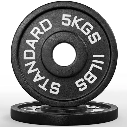 ATLETICA Iron Plates 2 x 5kg | Gusseisen Hantelscheiben - Hanteln & Gewichte – Zeitloses Design, rostresistente Lackierung und hohe Zugfestigkeit für effektives Krafttraining im Home Gym.