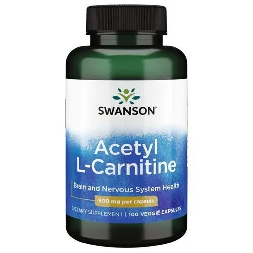 Acetyl L-Carnitin 500 mg Veggie-Kapseln von Swanson - Vegetarische Kapseln mit 500 mg Acetyl L-Carnitin, ideal für die tägliche Unterstützung. Enthält 100 Kapseln für eine langanhaltende Versorgung.