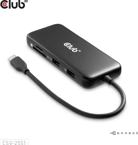 Club3D USB-C 8in1-HUB - Vielseitige Dockingstation für 8K-Displays - Dockingstationen mit DP1.4, HDMI2.0, USB-C und LAN, ideal für das Anschließen mehrerer Geräte und optimale Bildqualität in 8K bei 30Hz.